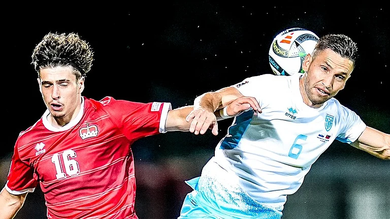 San Marino Vs Liechtenstein players during the UEFA Nations League 2024 match. - Photo: X | B/R Football